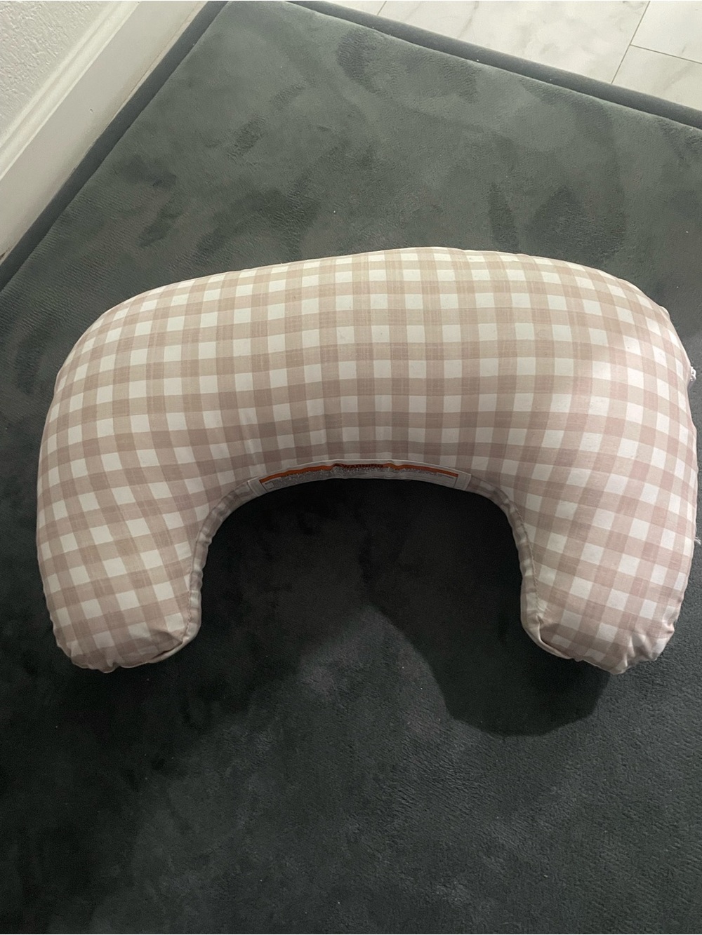 Neutral Tan Gingham Nursing Pillow by Boppy